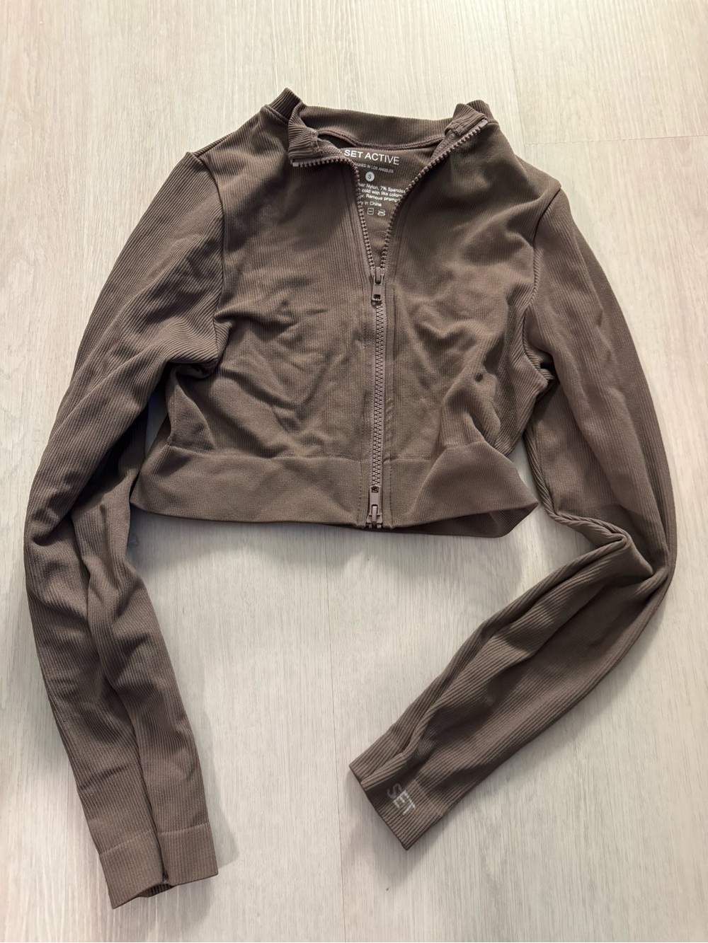 SET Active Cropped Zip Jacket in Pebble